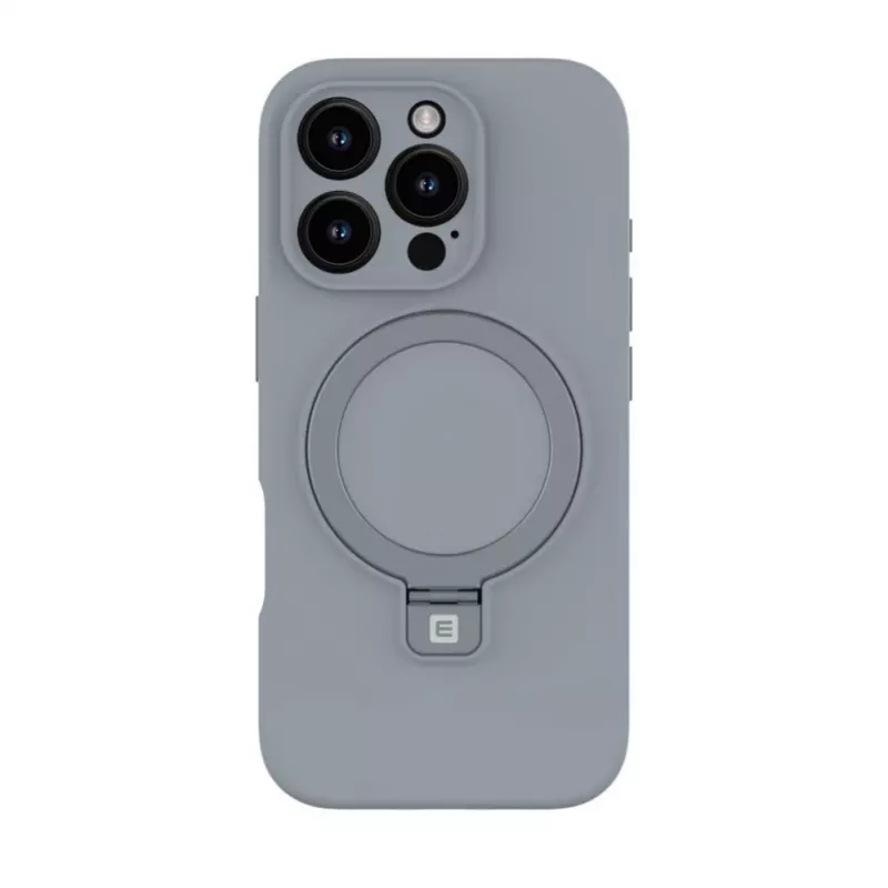 Evelatus Apple iPhone 16 Pro Premium MagSafe ar Statīvu Soft Touch Silikona Maciņš Sudraba