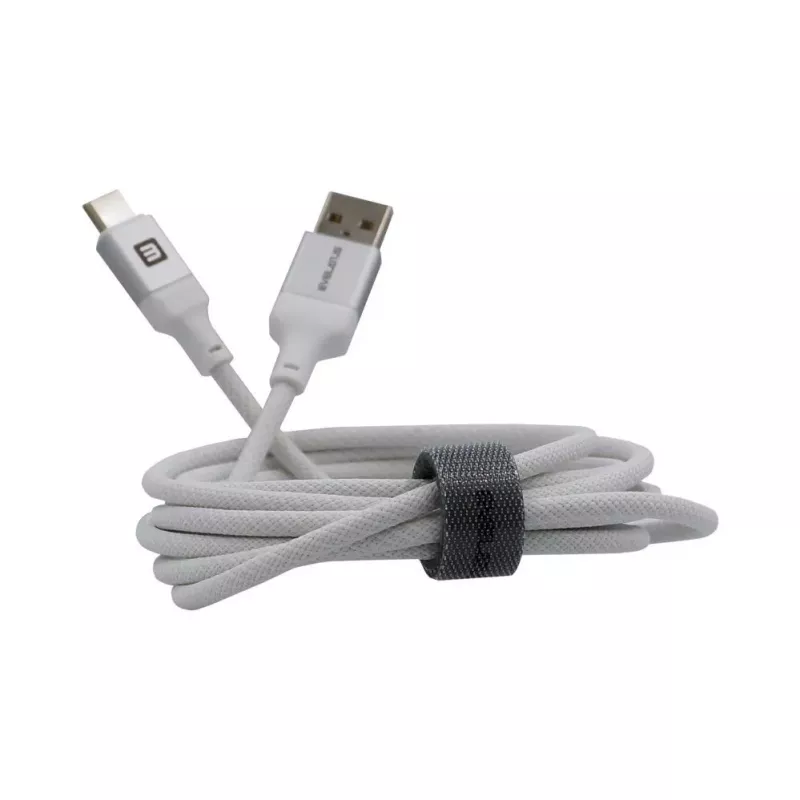 Evelatus USB-A uz USB-C kabelis 2M alumīnija korpuss pīts balts