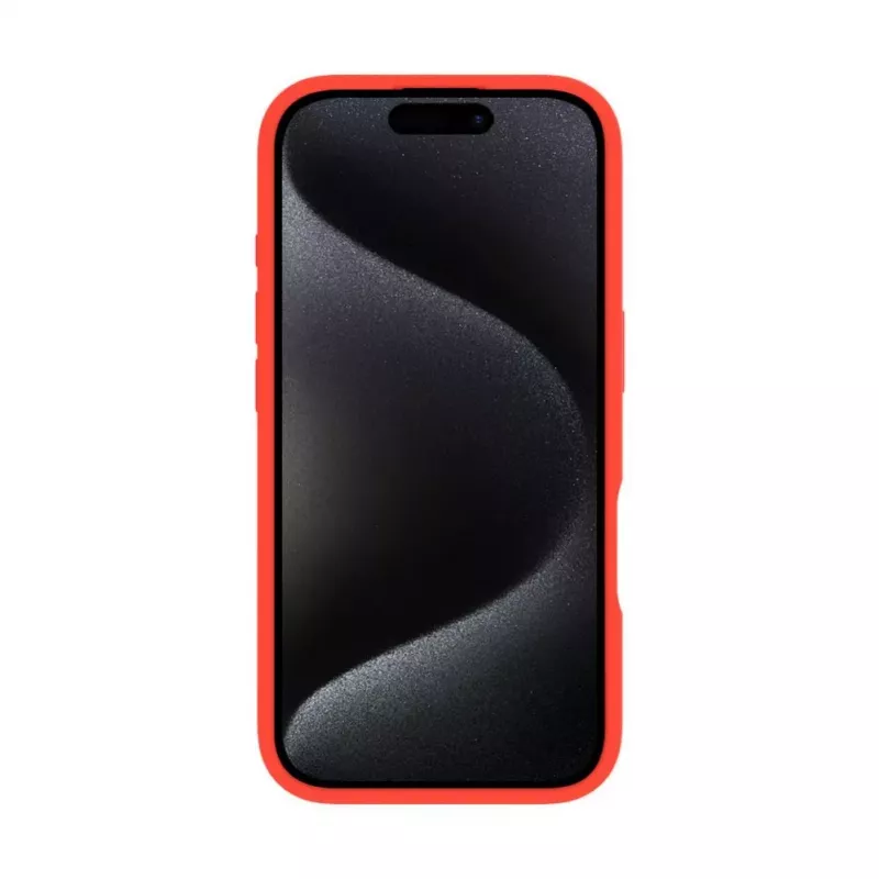 Evelatus Apple iPhone 16 Premium Magsafe ar Statīvu Soft Touch Silikona Maciņš Sarkans