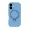 Evelatus Apple iPhone 16 Premium MagSafe ar Statīvu Mīksta Pieskāriena Silikona Maciņš Zils
