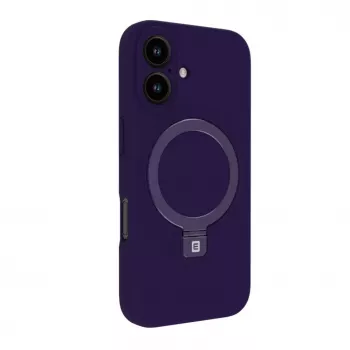 Evelatus Apple iPhone 16 Premium Magsafe ar Statīvu Soft Touch Silikona Maciņš Purpura