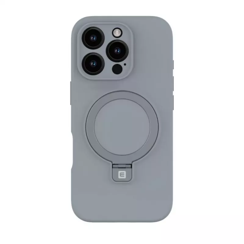 Evelatus Apple iPhone 16 Pro Max Premium MagSafe ar Statīvu Mīksta Pieskāriena Silikona Maciņš Sudrabs