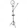 iLike S14 LED Selfie 36cm Ring Light Lamp + Tripod Stand 2.1m + Shelf & 3x Phone/Mic Holder Black