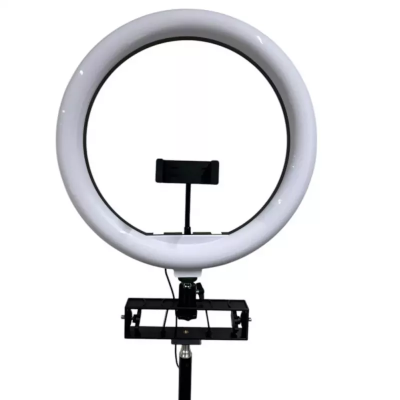 iLike S14 LED Selfie 36cm Ring Light Lamp + Tripod Stand 2.1m + Shelf & 3x Phone/Mic Holder Black