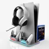 iLike DZ504 Slim Multi Dock Station PlayStation 5 PS5 kontrolieriem ar dzesēšanas ventilatoriem un RGB melna