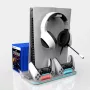 iLike DZ504 Slim Multi Dock Station PlayStation 5 PS5 kontrolieriem ar dzesēšanas ventilatoriem un RGB melna