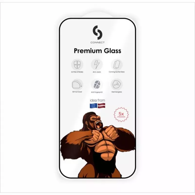 Connect Xiaomi 15 Ultra 2.5D pilna pārklājuma Japānas līmes stikla aizsargs pretstatisks izturīgāks melns