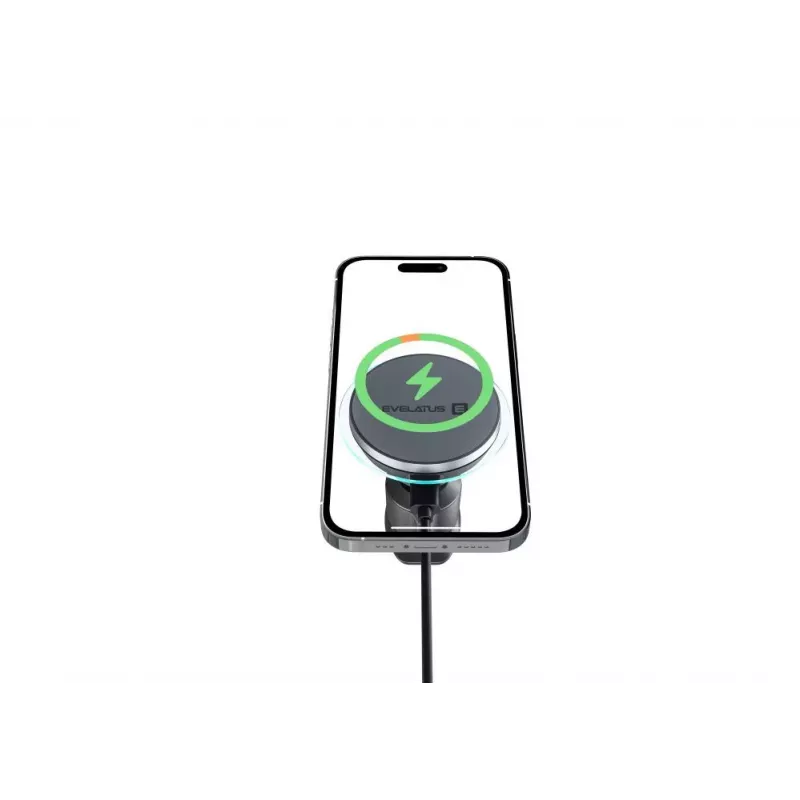 Evelatus MagSafe Qi bezvadu uzlādes magnētiskais stiprinājums automašīnas ventilācijai - Melns