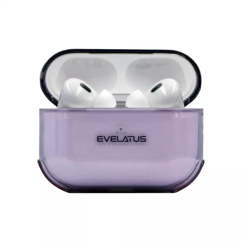 Evelatus Apple AirPods Pro 2 TPU aizsargmaciņš caurspīdīgi violets
