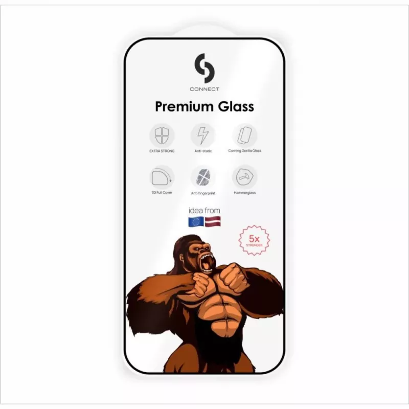 Connect Samsung Galaxy A27 Corning Gorilla Glass Anti-Statisks 3D Pilna Pārklājuma 5X Stiprāks Melns