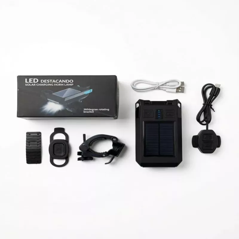 iLike Saules enerģijas velosipēda priekšējais lukturis ar 120dB skaņas signālu, USB uzlādējams, 1000LM LED velosipēda priekšējā gaisma, 4000mAh akumulators, avārijas brīdinājuma gaisma