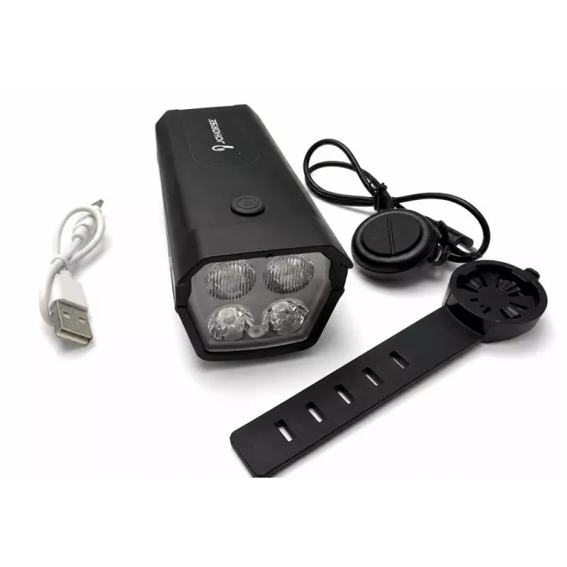 iLike Uzlādējams Velosipēda Priekšējais Lukturis ar 120dB Elektrisko Skaņas Signālu, 300 Lūmenu LED Velosipēda Gaisma, USB Uzlādējams, Stūres Tālvadības Slēdzis