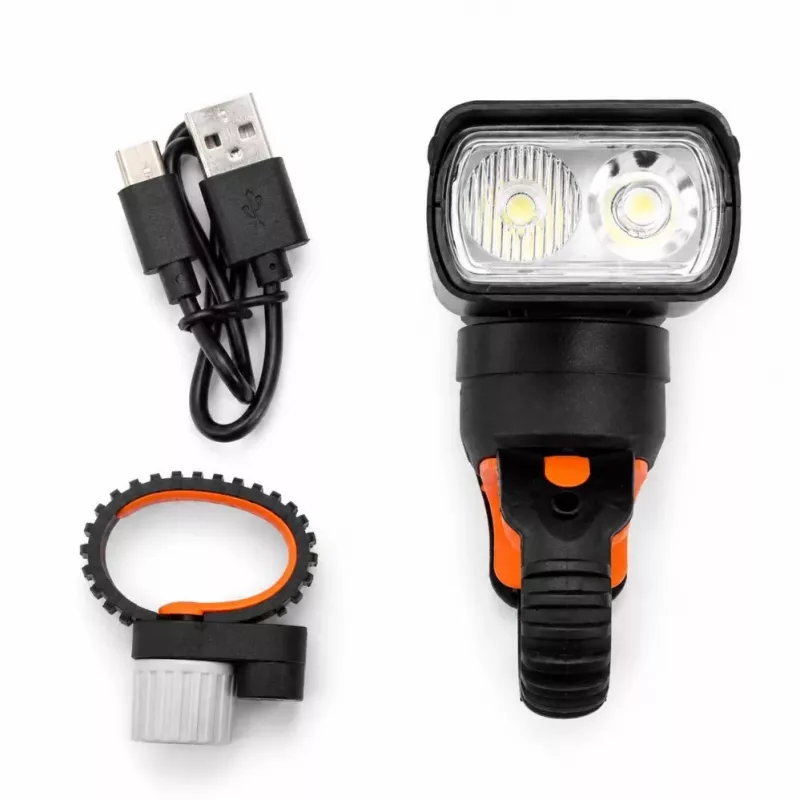 iLike JOHORSE USB uzlādējams velosipēda priekšējais lukturis, 400LM LED velosipēda priekšējais lukturis, dubults stars, alumīnija korpuss, akumulatora indikators, ūdensizturīgs velosipēda lukturis