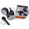 iLike USB uzlādējams 4-LED velosipēda gaismu komplekts – priekšējie un aizmugurējie velosipēda lukturi ar 120dB skaņas signālu