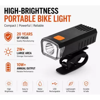 iLike USB uzlādējams velosipēda priekšējais lukturis, JH420 augsta spilgtuma LED velosipēda priekšējais lukturis, IP65 ūdensizturīgs velosipēda lukturis MTB, šosejas velosipēdam un e-velosipēdam melns