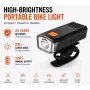 iLike USB uzlādējams velosipēda priekšējais lukturis, JH420 augsta spilgtuma LED velosipēda priekšējais lukturis, IP65 ūdensizturīgs velosipēda lukturis MTB, šosejas velosipēdam un e-velosipēdam melns