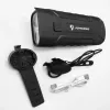 iLike JOHORSE Uzlādējams Velosipēda Lukturis ar 120dB Skaņas Signālu, USB Uzlādējams LED Priekšējais Lukturis, Tālā/Tuvā Gaisma, IPX4 Ūdensizturīgs, Melns