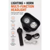 iLike JOHORSE Uzlādējams Velosipēda Lukturis ar 120dB Skaņas Signālu, USB Uzlādējams LED Priekšējais Lukturis, Tālā/Tuvā Gaisma, IPX4 Ūdensizturīgs, Melns