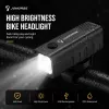 iLike JOHORSE USB uzlādējams velosipēda priekšējais lukturis, augsta spilgtuma LED velosipēda priekšējā gaisma, IPX4 ūdensizturīgs, ABS korpuss, viegla stūres stiprinājums