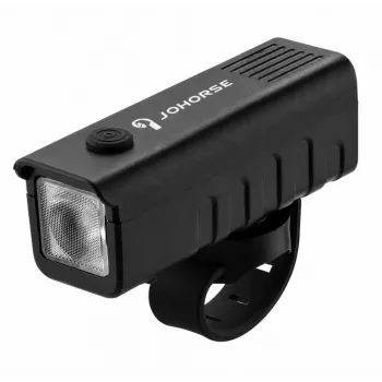 iLike JOHORSE USB uzlādējams velosipēda priekšējais lukturis, augsta spilgtuma LED velosipēda priekšējā gaisma, IPX4 ūdensizturīgs, ABS korpuss, viegla stūres stiprinājums