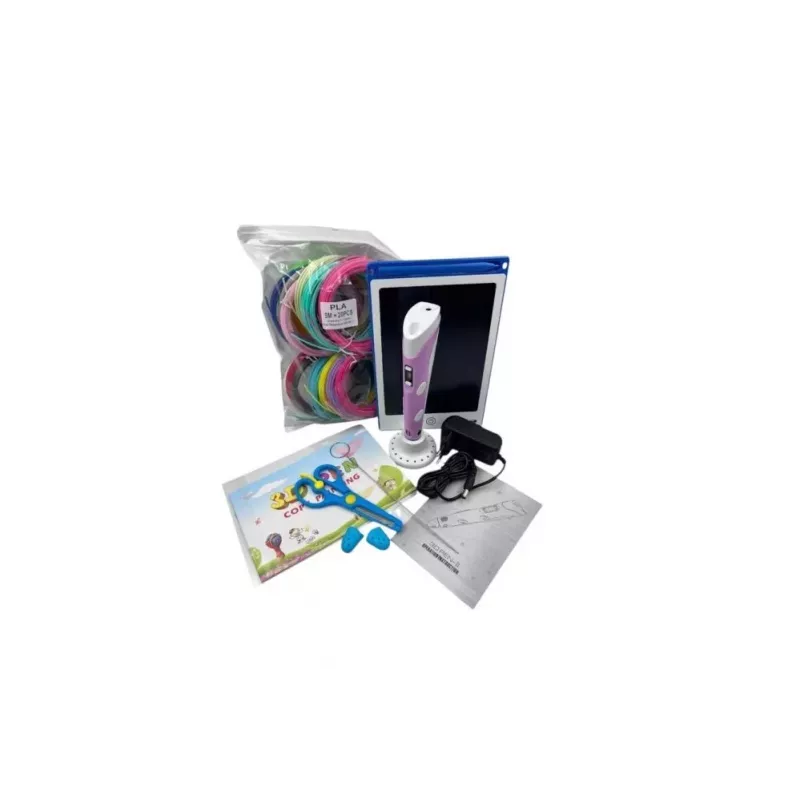iLike Melt 3D pildspalvas komplekts kastē, pilns komplekts 3D drukāšanas pildspalvai, 3D PEN-7-1 komplekts ar trafaretiem 5m x 20 krāsas rozā