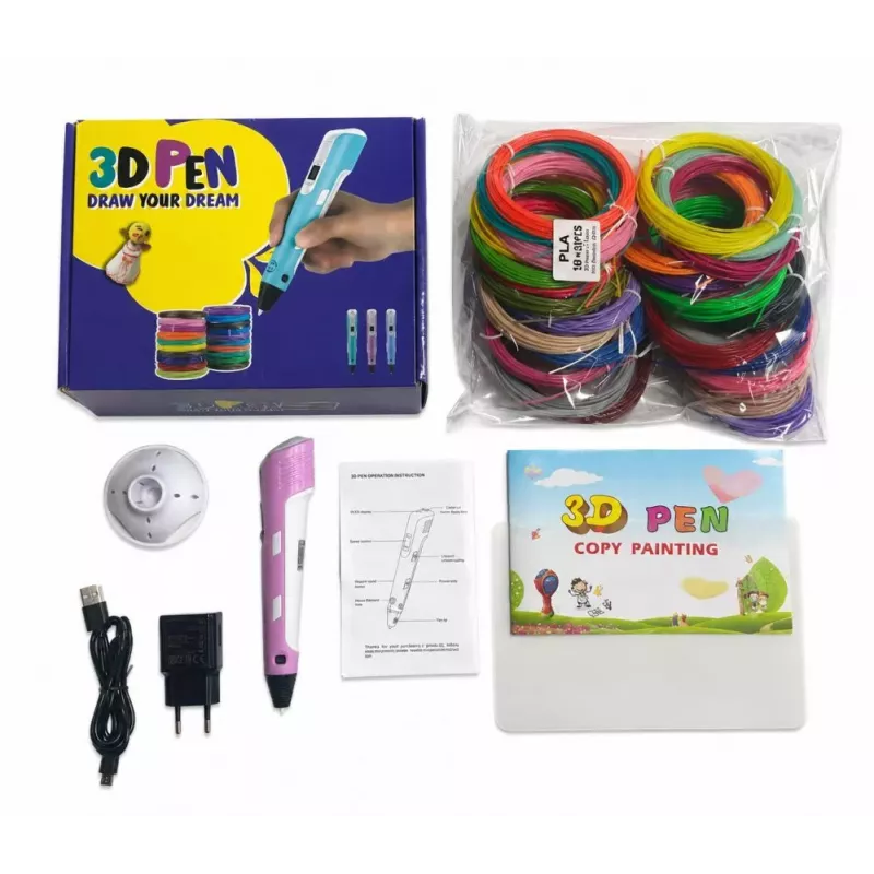iLike 3D pildspalva bērniem, 3D drukas pildspalva ar 150 pēdu PLA pavediena papildinājumiem, 30 krāsas, violeta