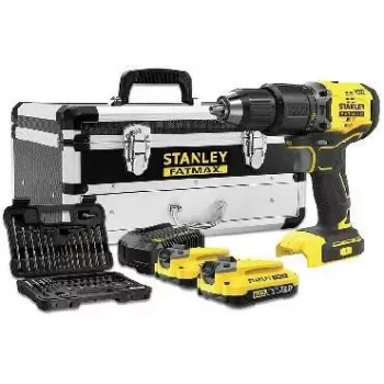 STANLEY V20 18V Bezvadu urbjskrūvgrieža komplekts 2x2.0Ah 50 detaļu piederumu komplekts