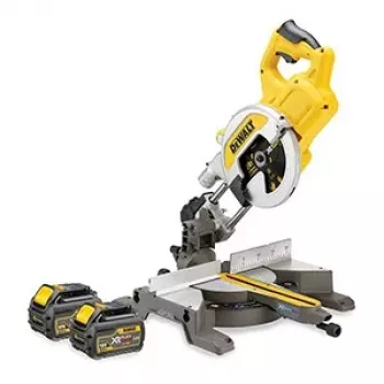 DEWALT DCS777T2-QW 216mm 54V XR FLEXVOLT bezvadu griezējzāģis ar 2 x 6.0Ah akumulatoriem, ātro lādētāju un 40T TCT asmeni