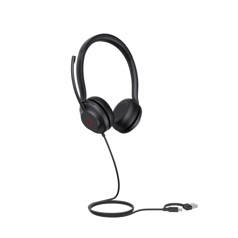 Yealink UH35 Dual UC USB-C/A On-Ear Headset ar USB-A/USB-C, Melns