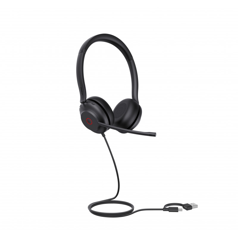 Yealink UH35 Dual UC USB-C/A On-Ear Headset ar USB-A/USB-C, Melns