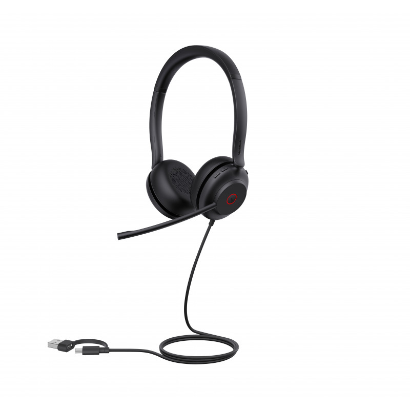 Yealink UH35 Dual UC USB-C/A On-Ear Headset ar USB-A/USB-C, Melns