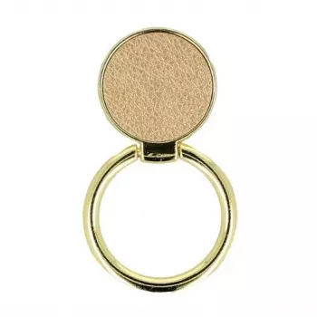 iLike Ring LEATHER UCH000526 Gold - Premium Īstas Ādas Telefona Gredzena Turētājs ar 360° Rotāciju un Statīvu
