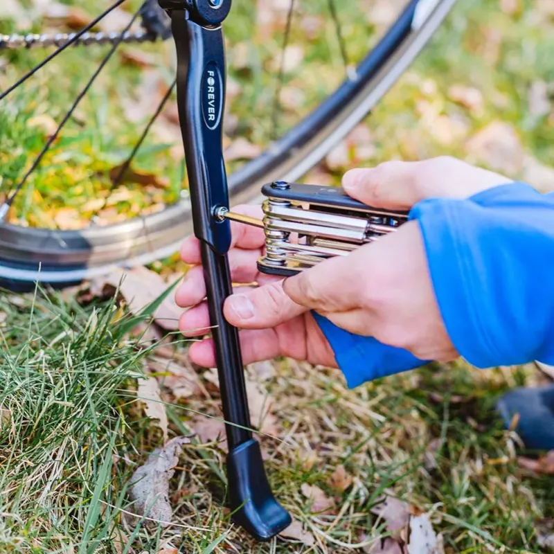 Forever Outdoor Bikes Kickstand - Sānu statīvs no alumīnija sakausējuma 24-29 collu velosipēdiem, melns