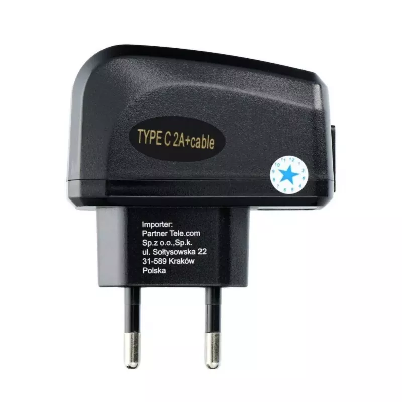 Blue Star Phone Charger Blue Star Lite USB A 2A 10W + Cable USB A to USB C TFK-TC-1095B Black