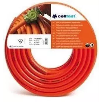 CELLFAST LPG gāzes šļūtene 9mm x 60m uz statīva - Propāns-butāns, oranža, PVC ar tekstila stiegrojumu, 20 bar
