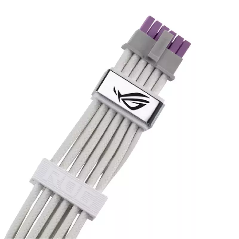 ASUS ROG EQUALIZER White Edition GPU barošanas kabelis - 16-pin 12VHPWR uz 3x8-pin PCIe - 700mm Balts