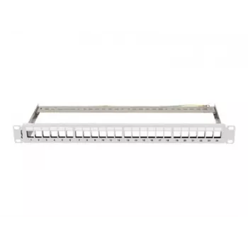 LANBERG 19 inch tukšs sadales panelis 1U 24-portu FTP Keystone moduļiem Pelēks