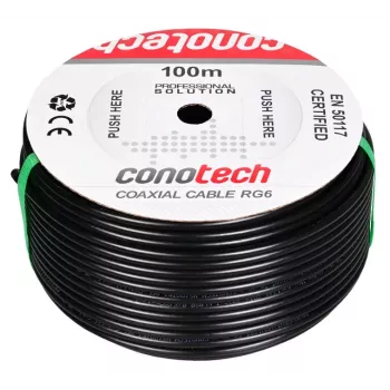 GREENCELL NS100 TRI Gel-Filled Coaxial Cable - 100m Roll, Black
