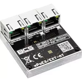 BCS BCS-xPoE3/EXT-AT 3-Port PoE+ Slēdzis, 2x PoE+ 30W, 1x Uplink, 250m EXTEND, Metāls