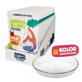 ANIMAL ISLAND Tītara fileja mērcē 12x85g + Pasniegšanas šķīvis