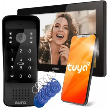 EURA VDP-86A3 10-Inch Black Video Door Phone Monitor with Tuya Smart App