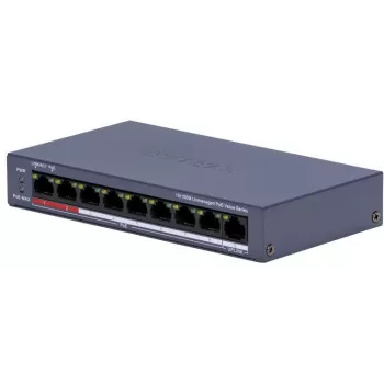 Hikvision DS-3E0109P-E/M(C) 9-Port Fast Ethernet PoE Switch, 8 PoE Porti, 65W Budžets, Nepārvaldīts