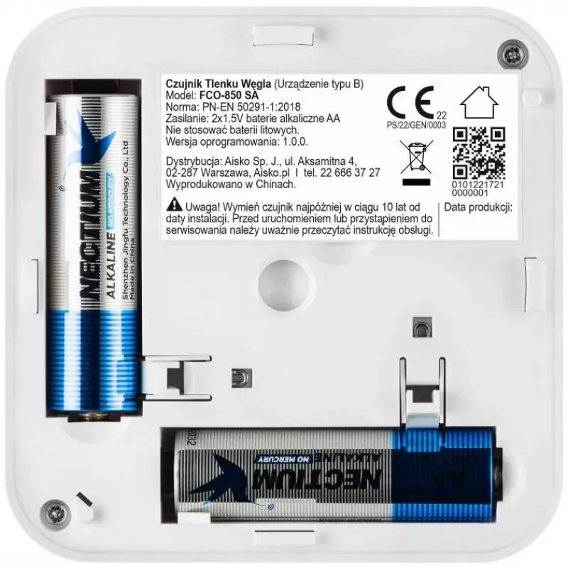 FIRESCO FCO-850 SA Oglekļa monoksīda sensors ar LCD displeju, 10 gadu kalpošanas laiks