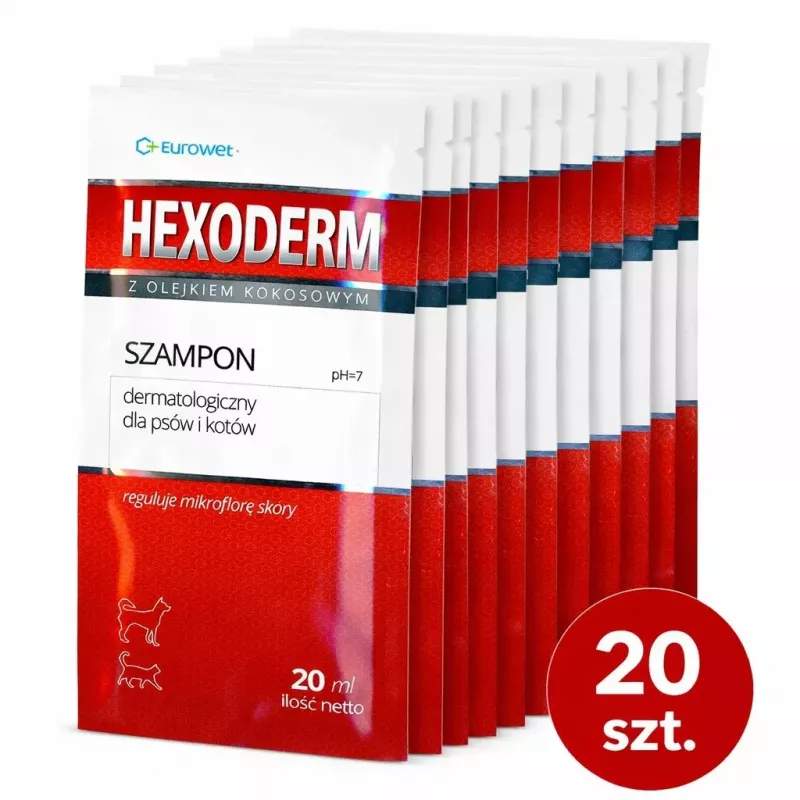 EWE EUROWET Hexoderm ārstnieciskais šampūns suņiem un kaķiem - 20 x 20 ml paciņas