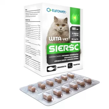 EUROWET Wita-Vet Coat - Papildbarība kaķiem - 120 tabletes