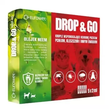 EWE EUROWET Drop&Go Spot-On pret blusām un ērcēm suņiem un kaķiem 5x2 ml