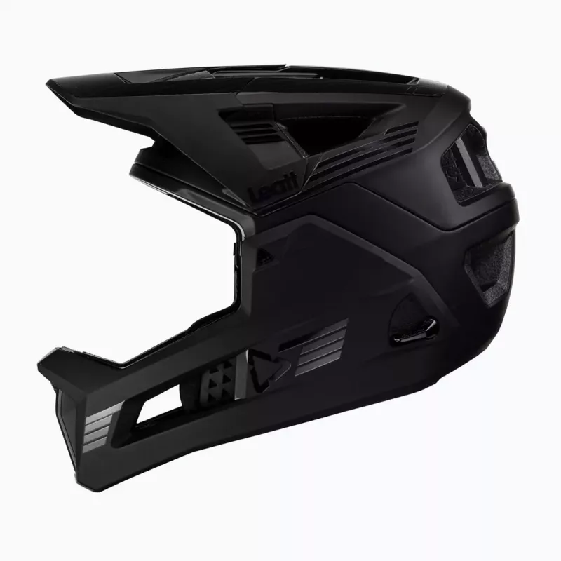 LEATT MTB Enduro 4.0 V23 Bicycle Helmet with Removable Chin Bar, Size M, Black