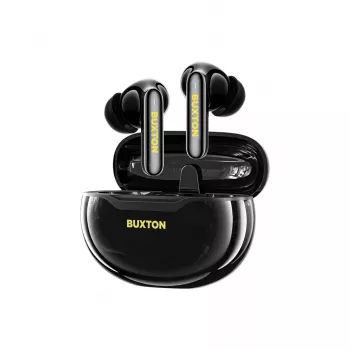 BXT Buxton BTW 7200 Black Tuya - Patiesi bezvadu austiņas ar uzlādes futrāli, Melnas, Bluetooth 5.2, IPX4, Skārienvadība, Tuya Smart lietotne