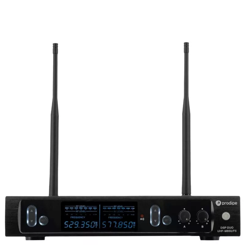 PDE Prodipe M850 DSP Duo UHF F5 - UHF bezvadu mikrofonu sistēma ar 2 rokas mikrofoniem