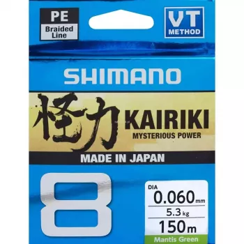 SHIMANO Kairiki 8 Pītā Makšķerēšanas Aukla 0.060mm 150m 5.3kg Mantis Green